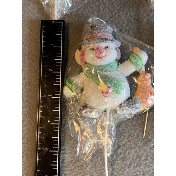 Flocked Snowman Set of 6 Floral Picks Made in Hong Kong Holiday Decor Vintage - Picture 6 of 13